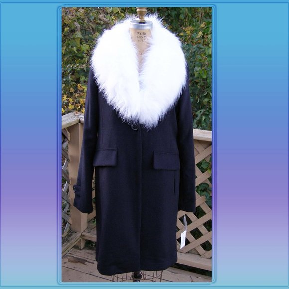 NEW Derek Lam 10 Crosby NAVY Wool blend coat sz M - Picture 8 of 13